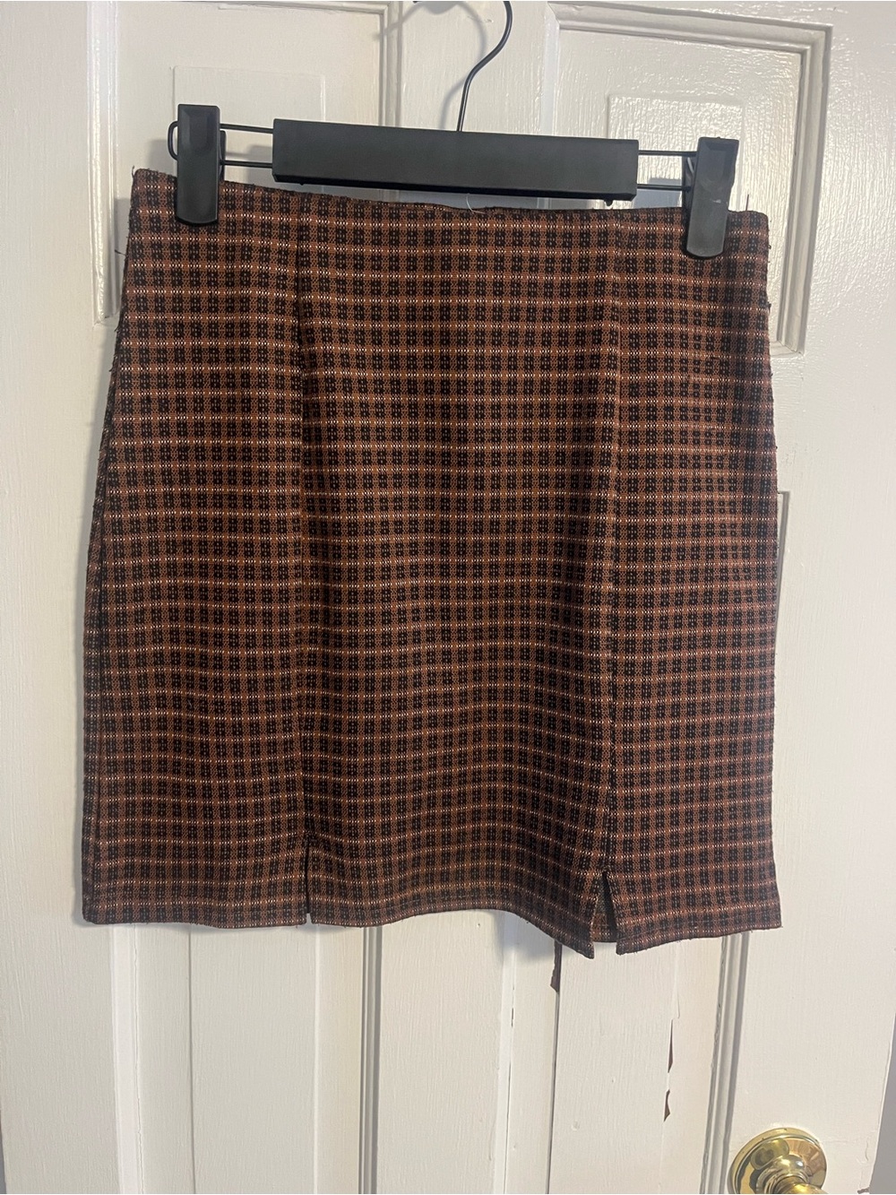 Women’s Brown Plaid Mini Skirt